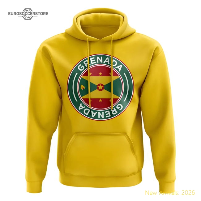 S,Grenada Match Day Grenada Football Badge Hoodie (Yellow)-World Cup Jersey Hub - 2026 National Football Kits Store