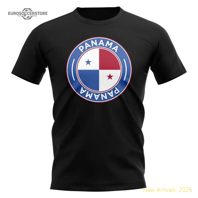 S,Panama Competition Ready Panama Football Badge T-Shirt (Black)-World Cup Jersey Hub - 2026 National Football Kits Store