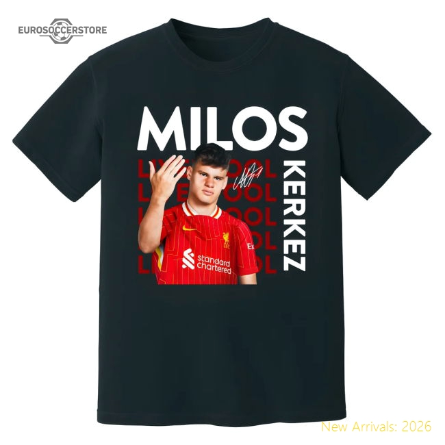 Club Teams,Liverpool Milos Kerkez Liverpool New Signing T-Shirt (Black)-World Cup Jersey Hub - 2026 National Football Kits Store