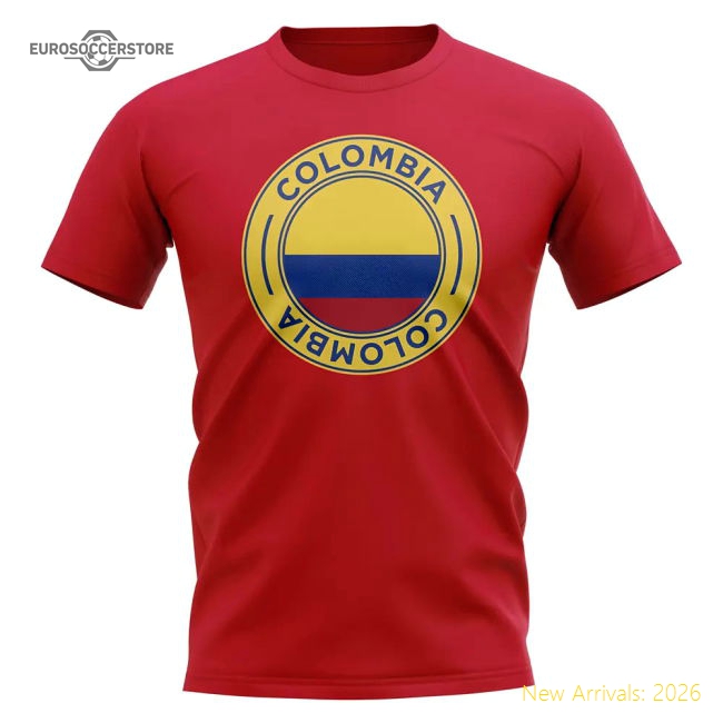 S,Colombia Competition Ready Colombia Football Badge T-Shirt (Red)-Soccer Shirts Store: 2026 World Cup Kits