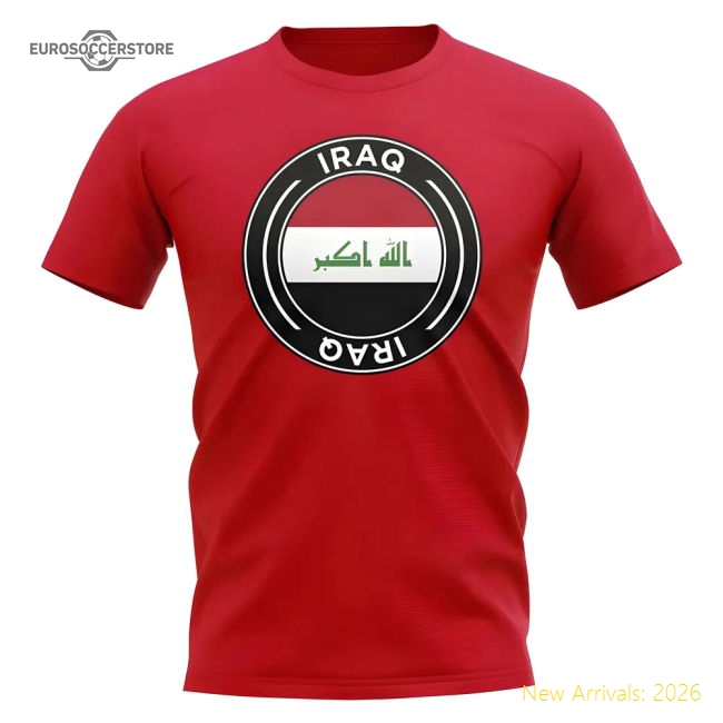 Iraq Iraq Football Badge Casual T-Shirt Red-World Cup Jersey Hub - 2026 National Football Kits Store