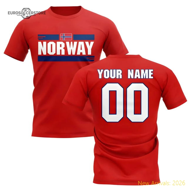 Norway Fan Personalised Norway Football Graphic Tee Red-World Cup Jersey Hub - 2026 National Football Kits Store