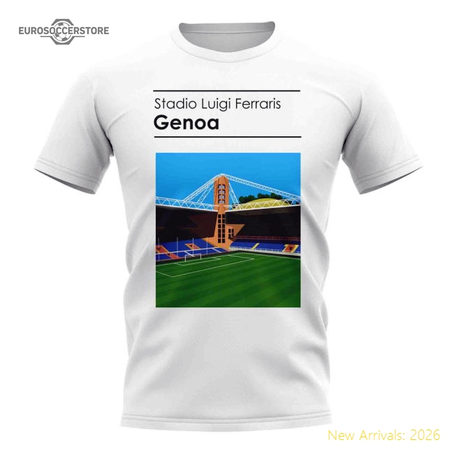 Genoa Stadio Luigi Ferraris Genoa Stadium T-Shirt (White)-World Cup Jersey Hub - 2026 National Football Kits Store