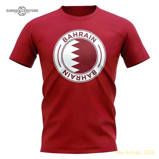 Bahrain Bahrain Football Badge Fan Fan Tee Red-World Cup Jersey Hub - 2026 National Football Kits Store