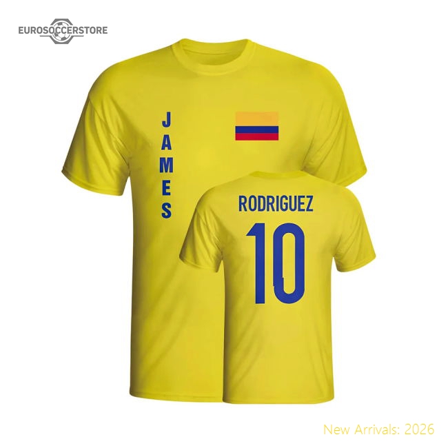 S,Colombia James Rodriguez Colombia Flag T-Shirt (Yellow)-Soccer Shirts Store: 2026 World Cup Kits