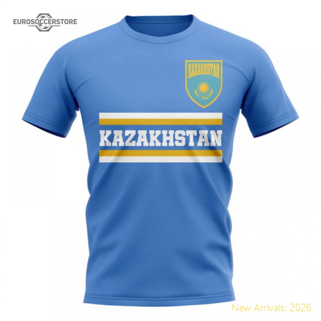 Kazakhstan Kazakhstan Core Football Country Casual T-Shirt Blue-Soccer Shirts Store: 2026 World Cup Kits