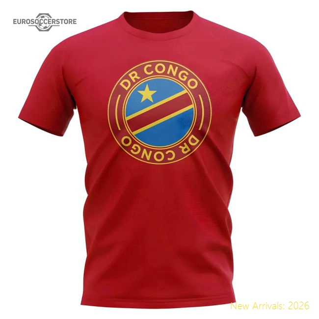 S,Congo Tournament Dr Congo Football Badge T-Shirt (Red)-World Cup Jersey Hub - 2026 National Football Kits Store