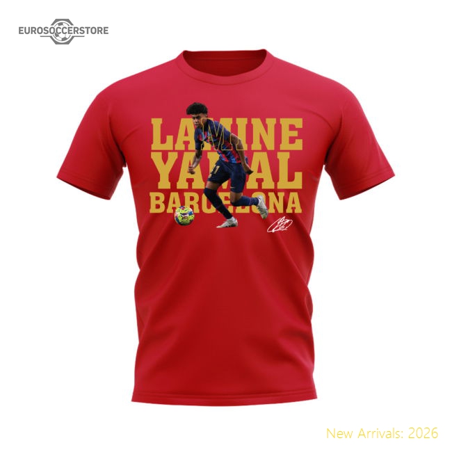Barcelona Lamine Yamal Barcelona Player Football Tee (Red)-World Cup Jersey Hub - 2026 National Football Kits Store
