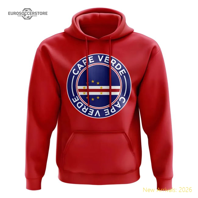 S,Cape Verde Tournament Cape Verde Football Badge Hoodie (Red)-World Cup Jersey Hub - 2026 National Football Kits Store