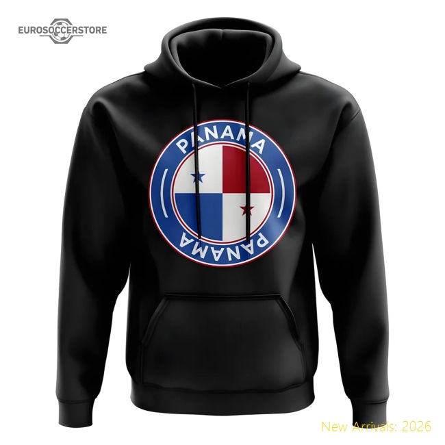 S,Panama Match Day Panama Football Badge Hoodie (Black)-World Cup Jersey Hub - 2026 National Football Kits Store
