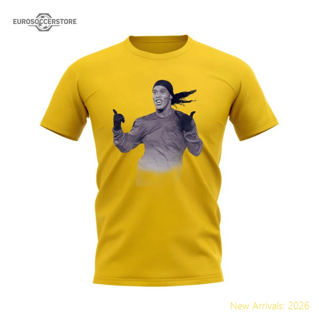 S,Brazil Competition Ready Ronaldinho Brazil Legend T-Shirt (Yellow)-Soccer Shirts Store: 2026 World Cup Kits