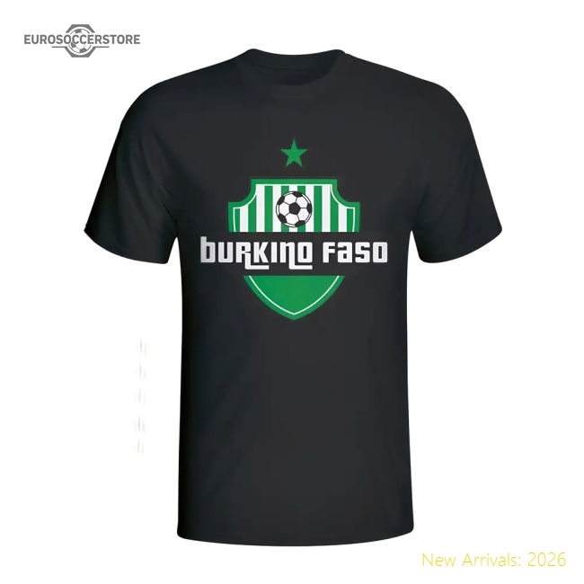 S,Burkina Faso Burkino Faso Country Logo T-Shirt (Black)-World Cup Jersey Hub - 2026 National Football Kits Store
