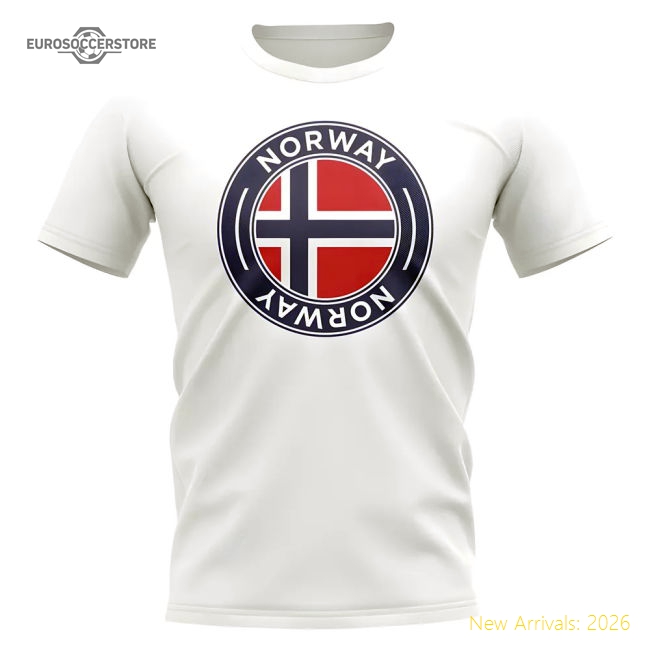 Norway Norway Football Badge Casual T-Shirt White-Soccer Shirts Store: 2026 World Cup Kits