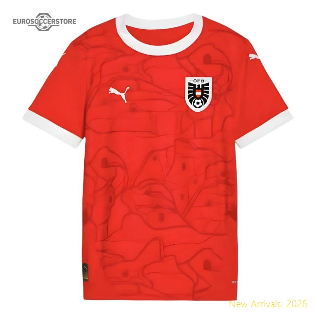 Austria 2024-2025 Home Uniform Football Football Top Kids-Soccer Shirts Store: 2026 World Cup Kits