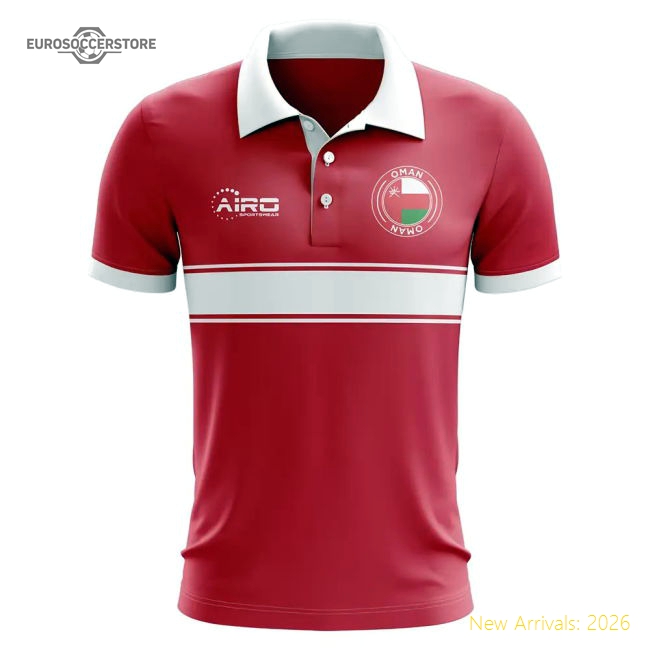Oman Oman Concept Stripe Polo Football Jersey Red-World Cup Jersey Hub - 2026 National Football Kits Store