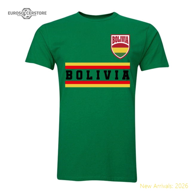 S,Bolivia Tournament Bolivia Core Football Country T-Shirt (Green)-World Cup Jersey Hub - 2026 National Football Kits Store