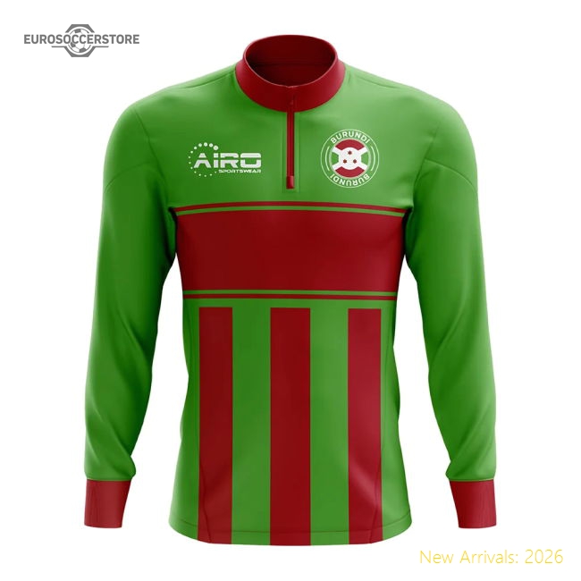 S,Burundi Burundi Concept Football Half Zip Midlayer Top (Green-Red)-World Cup Jersey Hub - 2026 National Football Kits Store