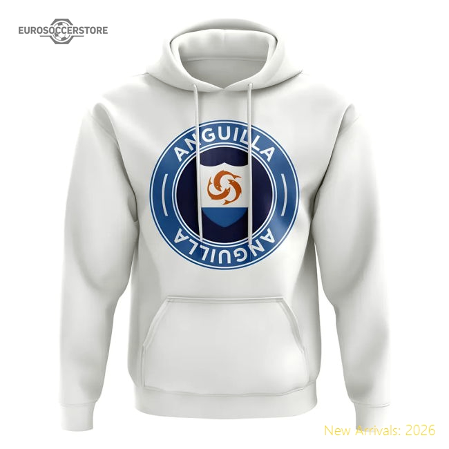 S,Anguilla Tournament Anguilla Football Badge Hoodie (White)-World Cup Jersey Hub - 2026 National Football Kits Store