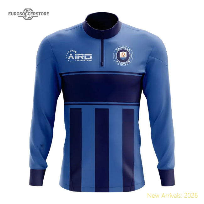 S,Anguilla Anguilla Concept Football Half Zip Midlayer Top (Blue-Navy)-World Cup Jersey Hub - 2026 National Football Kits Store