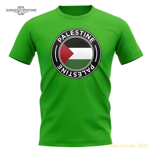 Palestine Palestine Football Badge Casual T-Shirt Green-World Cup Jersey Hub - 2026 National Football Kits Store