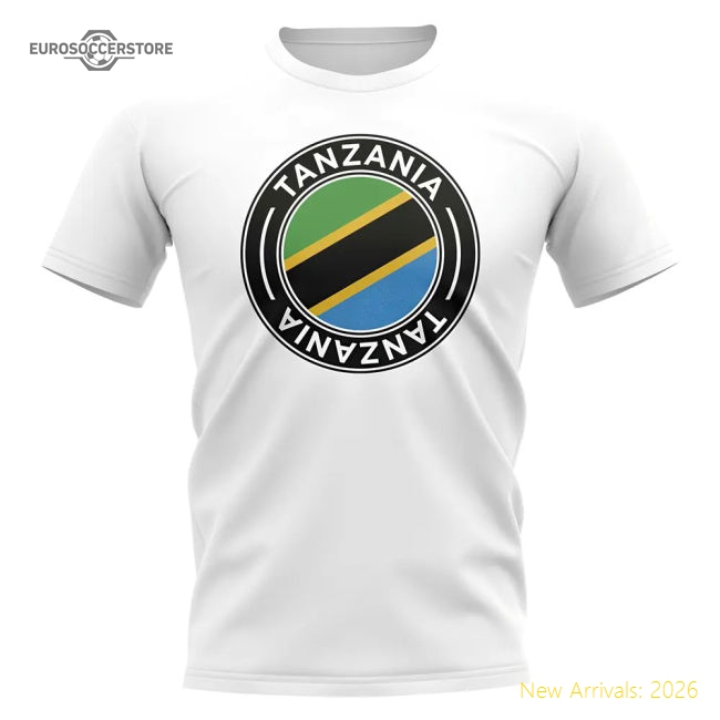 S,Tanzania Match Day Tanzania Football Badge T-Shirt (White)-Soccer Shirts Store: 2026 World Cup Kits