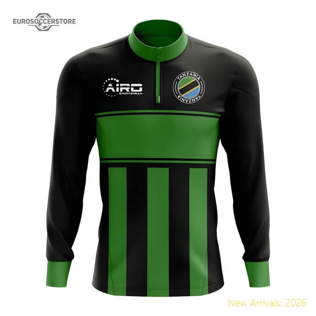 S,Tanzania Tanzania Concept Football Half Zip Midlayer Top (Black-Green)-World Cup Jersey Hub - 2026 National Football Kits Store