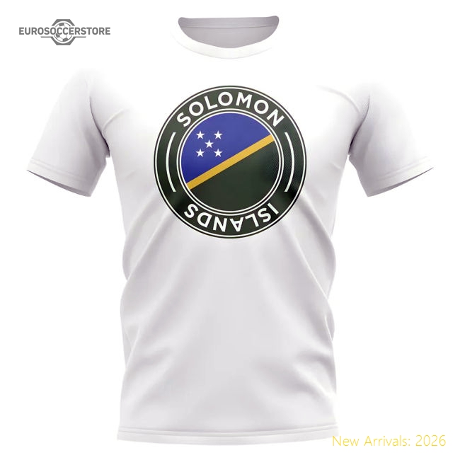 S,Solomon Islands Solomon Islands Football Badge T-Shirt (White)-World Cup Jersey Hub - 2026 National Football Kits Store