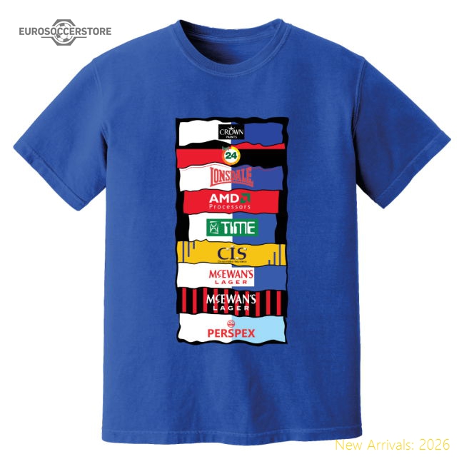 Club Teams,Blackburn Blackburn Sponsor History T-Shirt (Blue)-World Cup Jersey Hub - 2026 National Football Kits Store