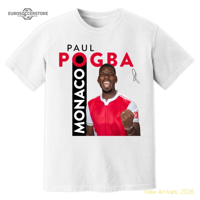 Monaco Paul Pogba Monaco New Signing Football T-Shirt (White)-World Cup Jersey Hub - 2026 National Football Kits Store