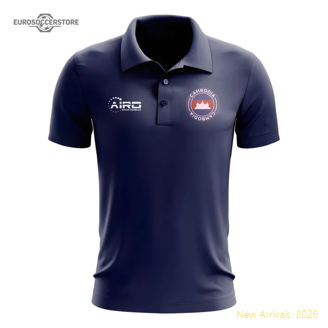 Cambodia Cambodia Football Polo Football Jersey Navy-World Cup Jersey Hub - 2026 National Football Kits Store