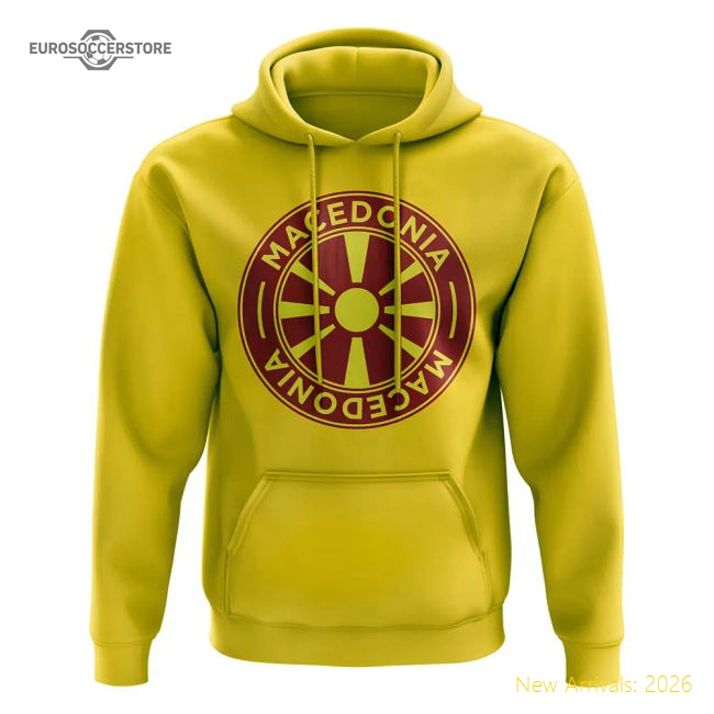 Macedonia Macedonia Football Badge Hoodie Yellow-World Cup Jersey Hub - 2026 National Football Kits Store