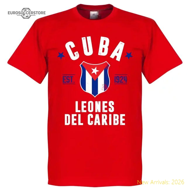 S,Cuba Match Day Cuba Established T-Shirt - Red Perfect For Cheering On-World Cup Jersey Hub - 2026 National Football Kits Store