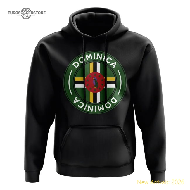 S,Dominica Tournament Dominica Football Badge Hoodie (Black)-World Cup Jersey Hub - 2026 National Football Kits Store