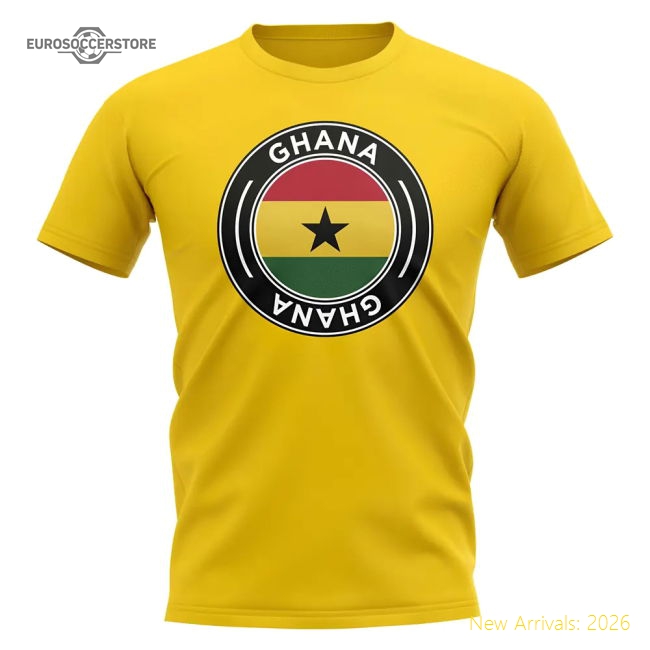 S,Ghana Game Ready Ghana Football Badge T-Shirt (Yellow)-World Cup Jersey Hub - 2026 National Football Kits Store