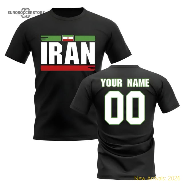 Iran Fan Personalised Iran Football Graphic Fan Tee Black-World Cup Jersey Hub - 2026 National Football Kits Store