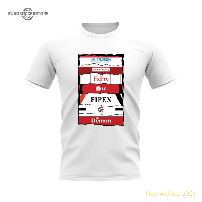 Club Teams,Fulham Fulham Sponsor History T-Shirt (White)-World Cup Jersey Hub - 2026 National Football Kits Store