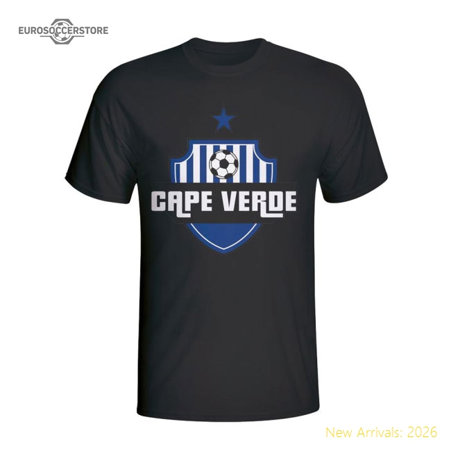 S,Cape Verde Tournament Cape Verde Country Logo T-Shirt (Black)-World Cup Jersey Hub - 2026 National Football Kits Store
