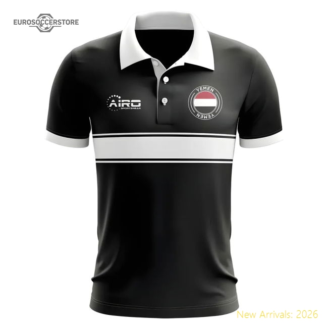 Yemen Yemen Concept Stripe Polo Football Football Top Black-World Cup Jersey Hub - 2026 National Football Kits Store