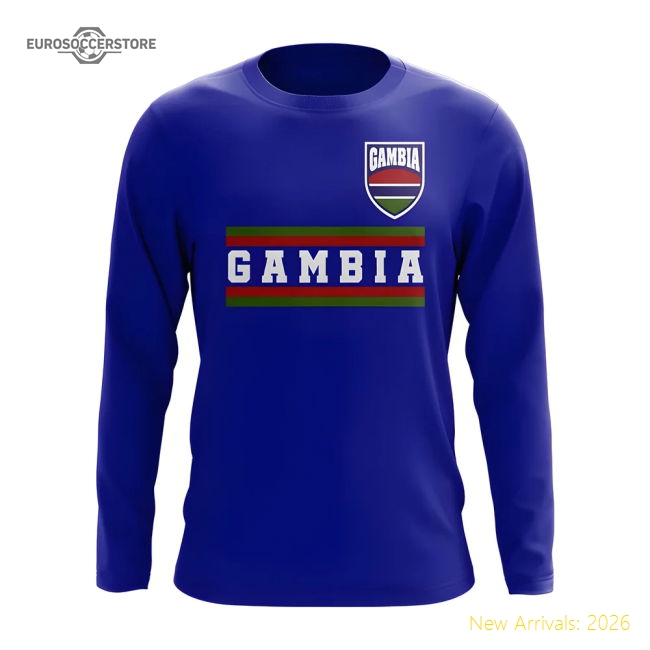 S,Gambia Gambia Core Football Country Long Sleeve T-Shirt (Royal)-Soccer Shirts Store: 2026 World Cup Kits