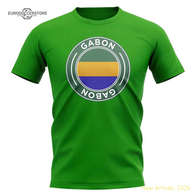 S,Gabon Game Ready Gabon Football Badge T-Shirt (Green)-World Cup Jersey Hub - 2026 National Football Kits Store