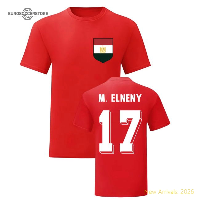 S,Egypt Tournament Mohamed Elneny Egypt National Hero Tee (Red)-World Cup Jersey Hub - 2026 National Football Kits Store