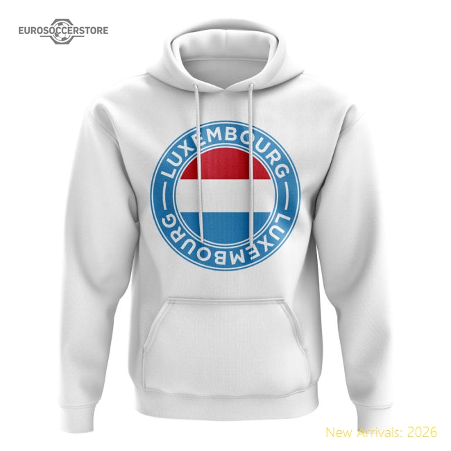 Luxembourg Luxembourg Football Badge Hoodie White-Soccer Shirts Store: 2026 World Cup Kits