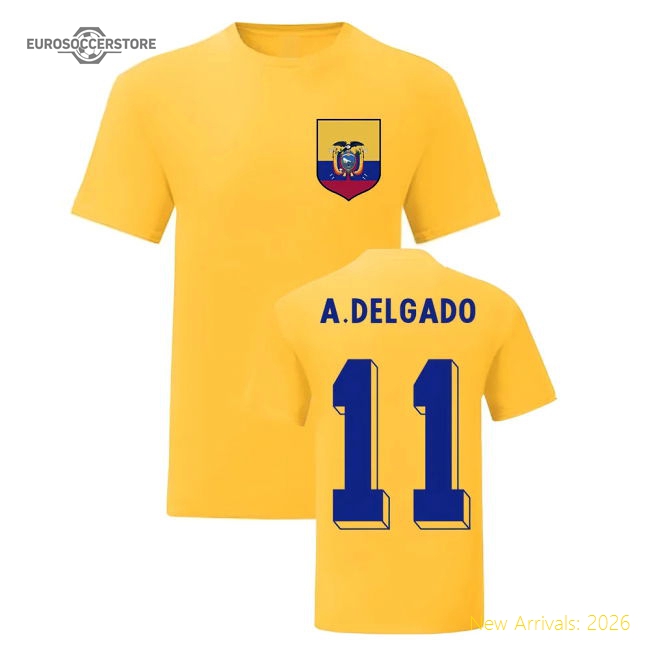 S,Ecuador Agustin Delgado Ecuador National Hero Tee (Yellow)-World Cup Jersey Hub - 2026 National Football Kits Store