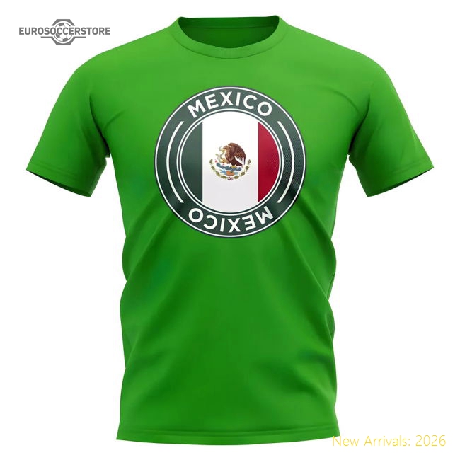 S,Mexico Competition Ready Mexico Football Badge T-Shirt (Green)-World Cup Jersey Hub - 2026 National Football Kits Store