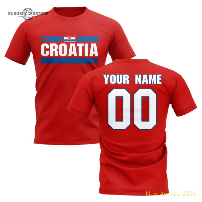 Croatia Fan Personalised Croatia Football Graphic Tee Red-Soccer Shirts Store: 2026 World Cup Kits