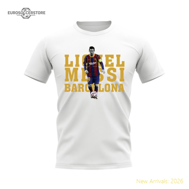 Barcelona Lionel Messi Barcelona Player Football Tee (White)-World Cup Jersey Hub - 2026 National Football Kits Store