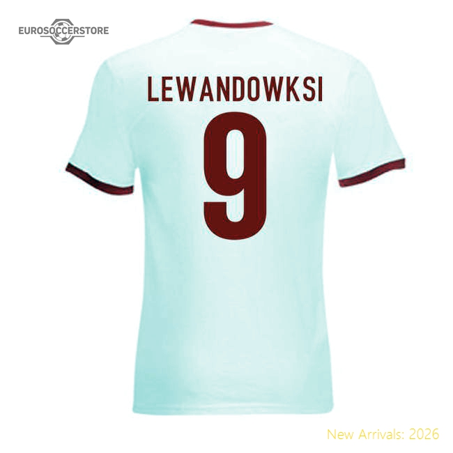 Poland Robert Lewandowski Poland Ringer Fan Tee White-Red-World Cup Jersey Hub - 2026 National Football Kits Store