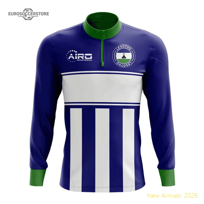 S,Lesotho Lesotho Concept Football Half Zip Midlayer Top (Blue-White)-World Cup Jersey Hub - 2026 National Football Kits Store