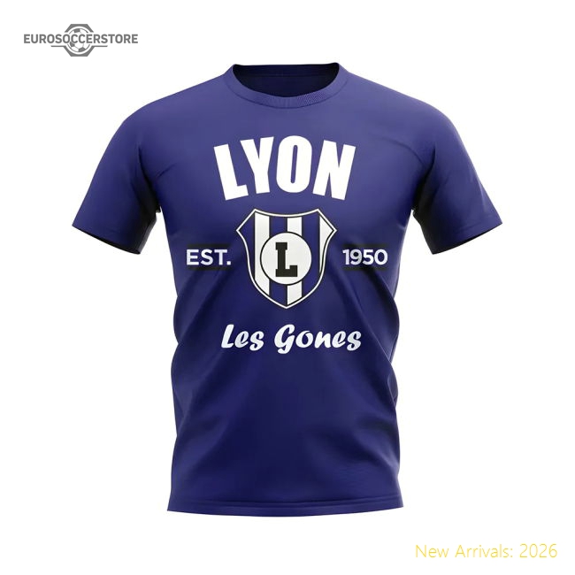 Olympique Lyon Lyon Established Football T-Shirt (Navy)-World Cup Jersey Hub - 2026 National Football Kits Store