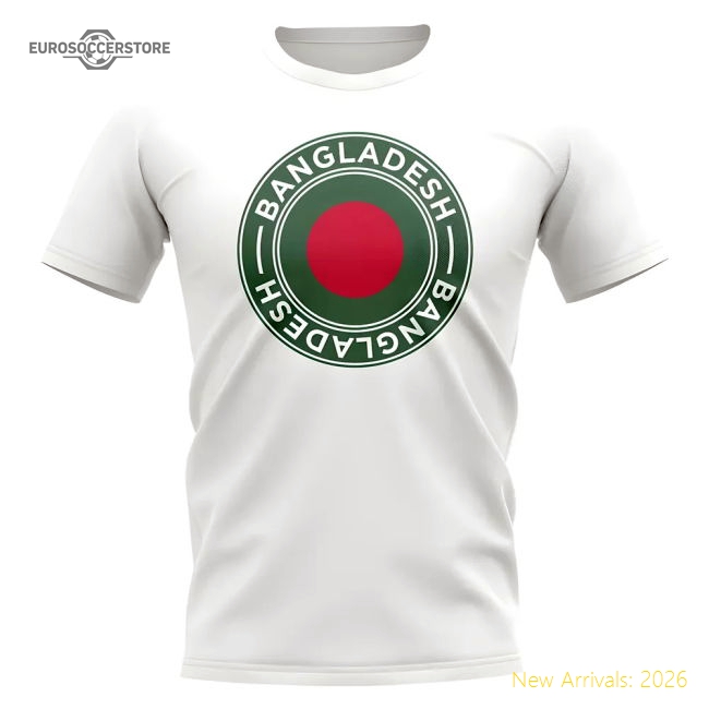 Bangladesh Bangladesh Football Badge Casual T-Shirt White-World Cup Jersey Hub - 2026 National Football Kits Store